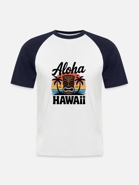 Plage d’Aloha - T-shirt baseball manches courtes Homme - blanc/marine