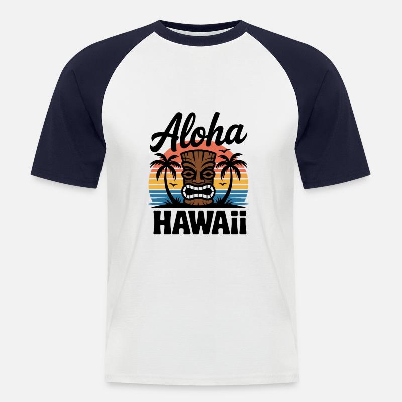Aloha Strand - Männer Baseball-T-Shirt - Weiß/Navy