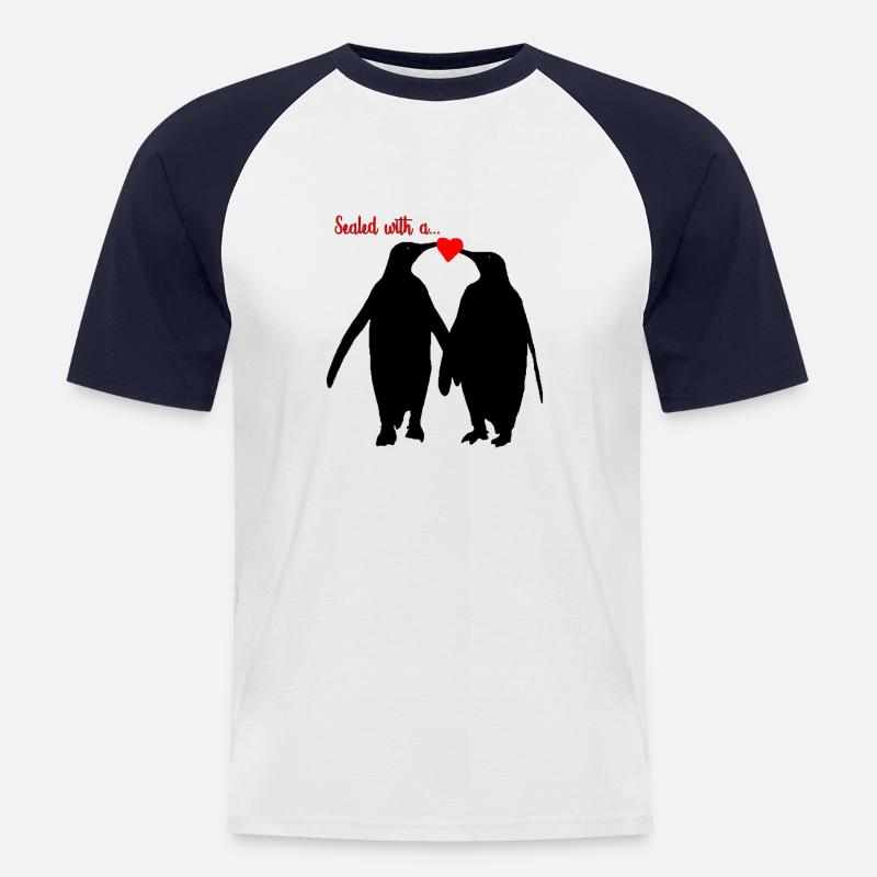 Pinguin - Männer Baseball-T-Shirt - Weiß/Navy