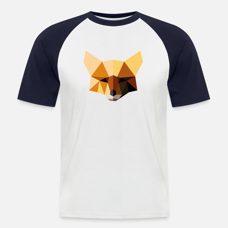 Polygon Fuchs - Männer Baseball-T-Shirt - Weiß/Navy