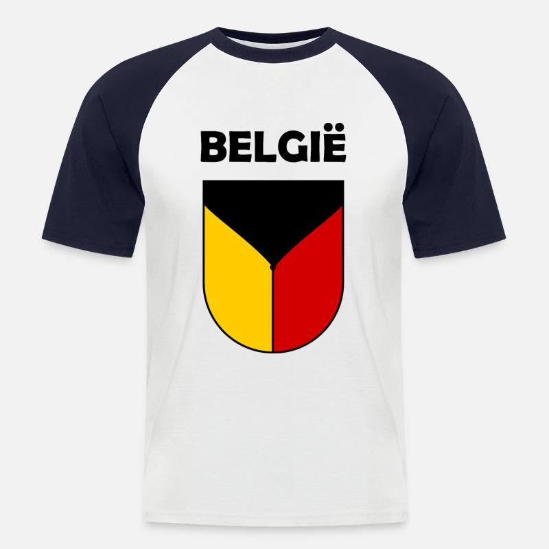 Die Belgier - Männer Baseball-T-Shirt - Weiß/Navy