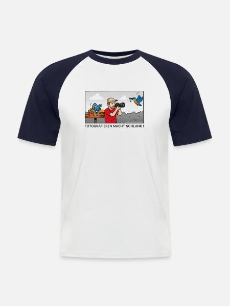 Fotografieren macht schlank Mann mit Kamera - Männer Baseball-T-Shirt - Weiß/Navy