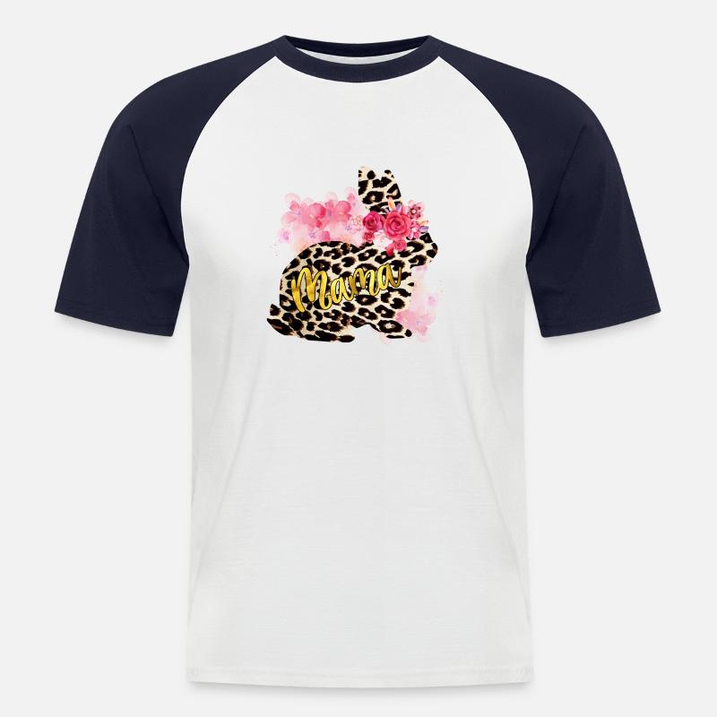 Mama Leopard Rabbit - Men's Baseball T-Shirt - white/navy