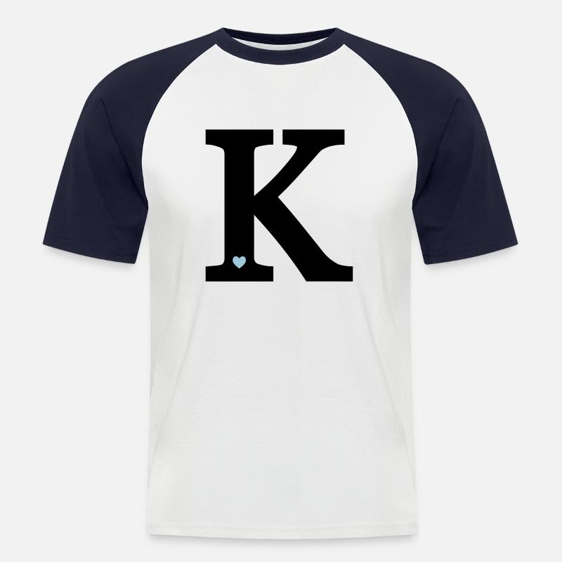 Buchstabe K Anfangsbuchstabe - Männer Baseball-T-Shirt - Weiß/Navy