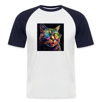 Acid Katze House Musik Raven Feiern Party Festival - Männer Baseball-T-Shirt - Weiß/Navy - Vorne - Nik (191cm)