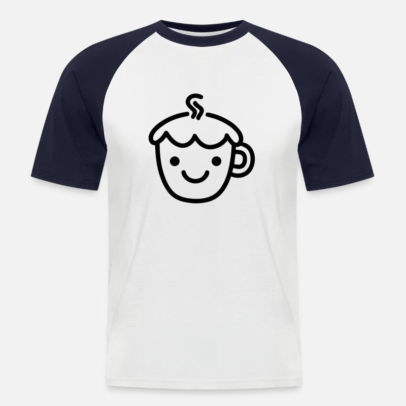 Kaffeebecher - Männer Baseball-T-Shirt - Weiß/Navy