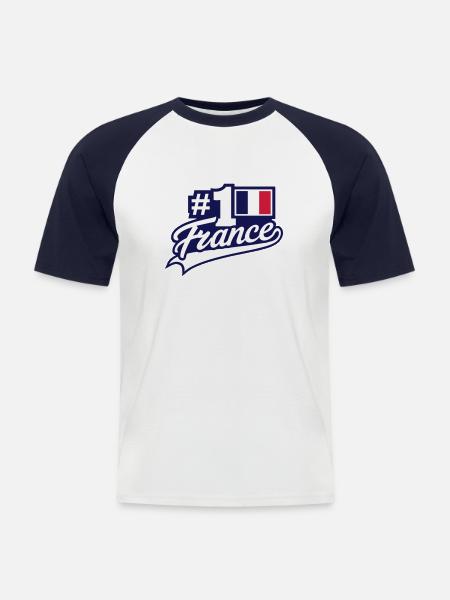 No. 1 France (lettering) - Men's Baseball T-Shirt - white/navy