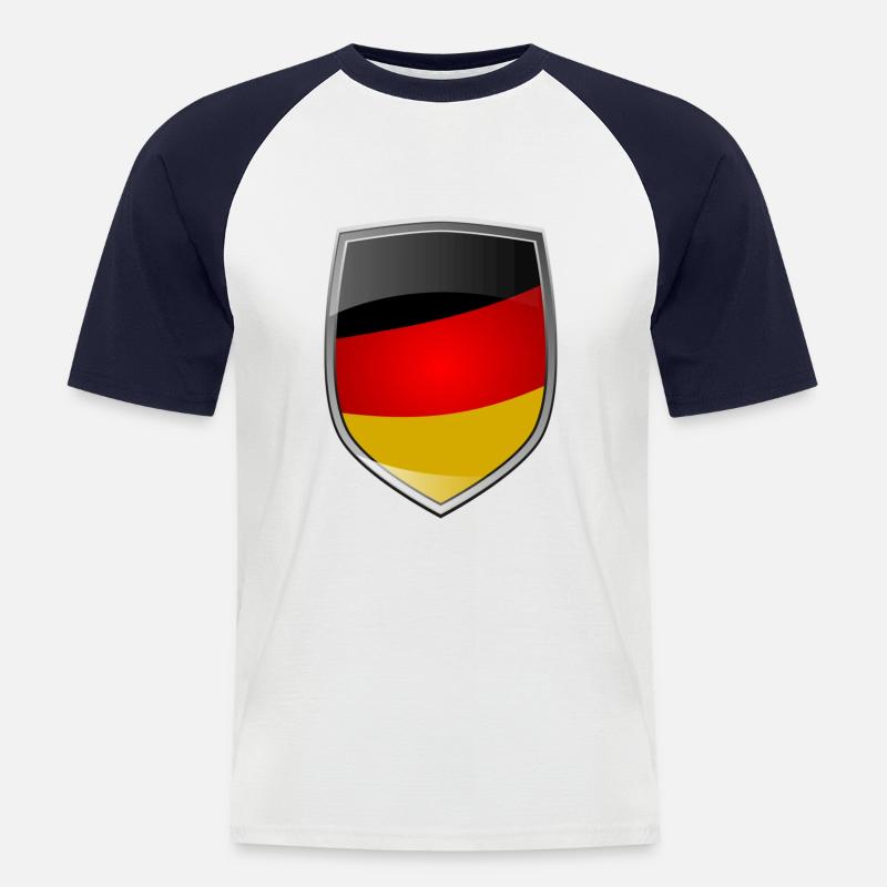 Shield with German Flag - Männer Baseball-T-Shirt - undefined