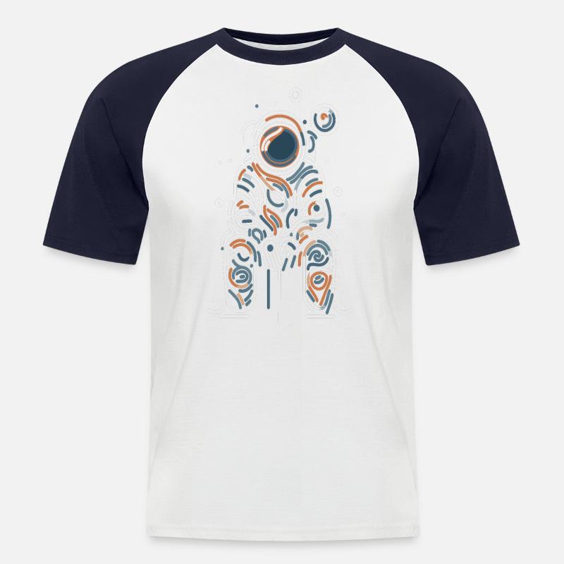Kosmische Liebe - Linien-Astronaut - Männer Baseball-T-Shirt - Weiß/Navy