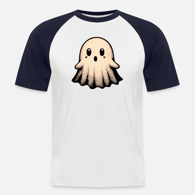 Halloween Geist - Männer Baseball-T-Shirt - Weiß/Navy