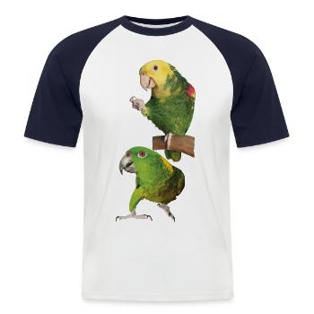 Perroquets - T-shirt baseball manches courtes Homme - blanc/marine - Devant - Nik (191cm)