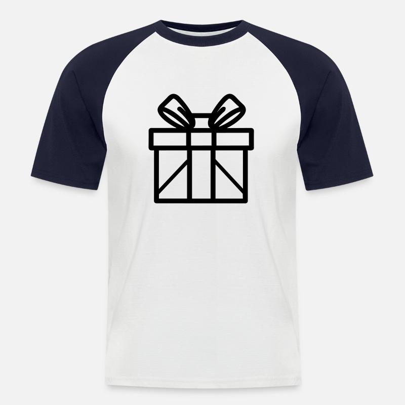 Kleine Geschenkbox - Männer Baseball-T-Shirt - Weiß/Navy