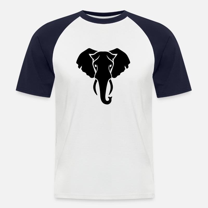 Elefant - Männer Baseball-T-Shirt - Weiß/Navy