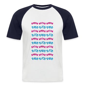 MOM trifft DAD, ein Dankeschön mit Herzen. - Männer Baseball-T-Shirt - Weiß/Navy - Vorne - Nik (191cm)