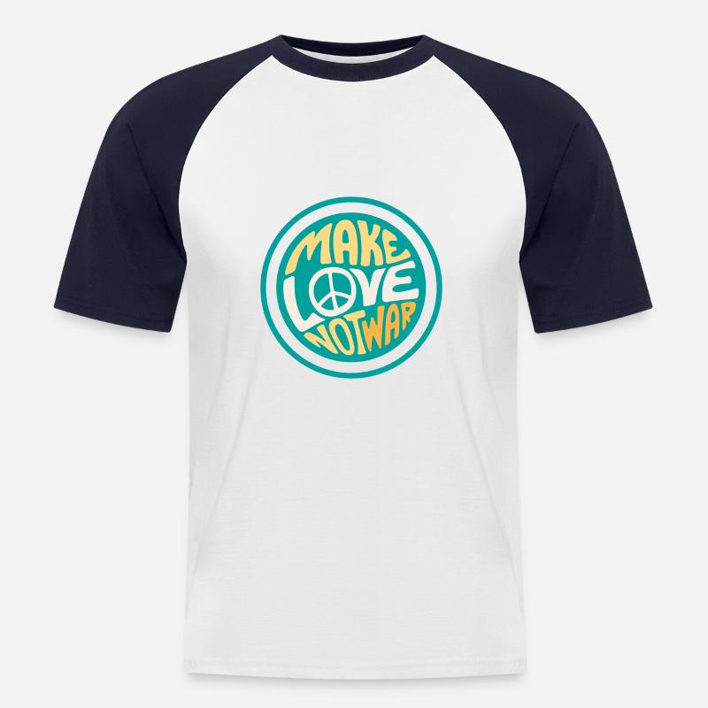 Make Love Not War - Männer Baseball-T-Shirt - Weiß/Navy