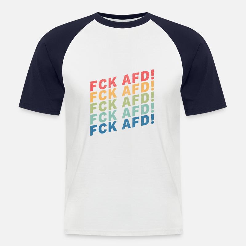 FCK AFD - Männer Baseball-T-Shirt - Weiß/Navy
