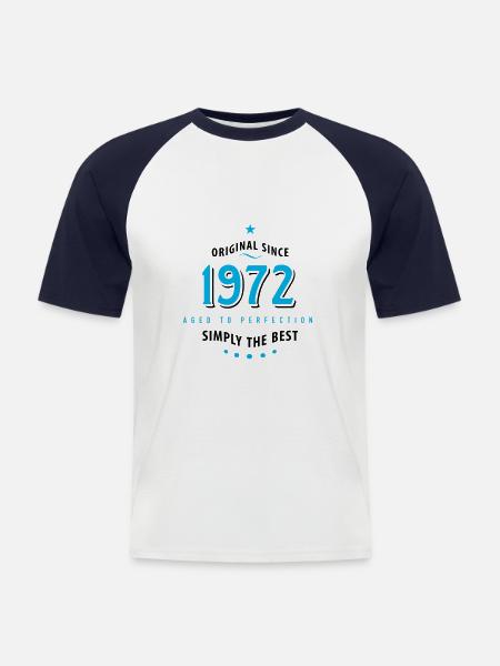 Original since 1972 birthday simply the best Star - Men's Baseball T-Shirt - white/navy