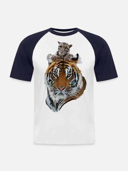 Bengal Tiger and Hazy Tiger - Men's Baseball T-Shirt - white/navy