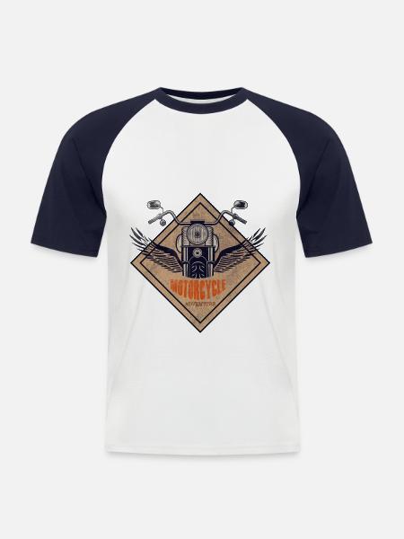 Motorcycle Biker - Men's Baseball T-Shirt - white/navy
