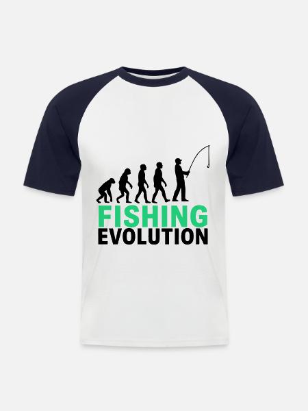 Fishing Evolution Angler Nature - Men's Baseball T-Shirt - white/navy