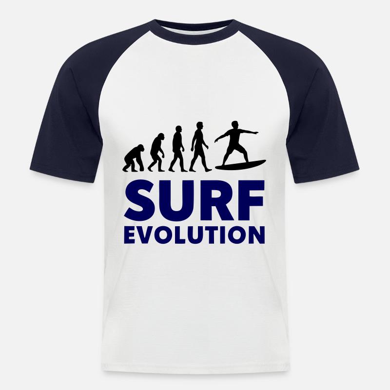 Surf Evolution Board Sea - Men's Baseball T-Shirt - white/navy