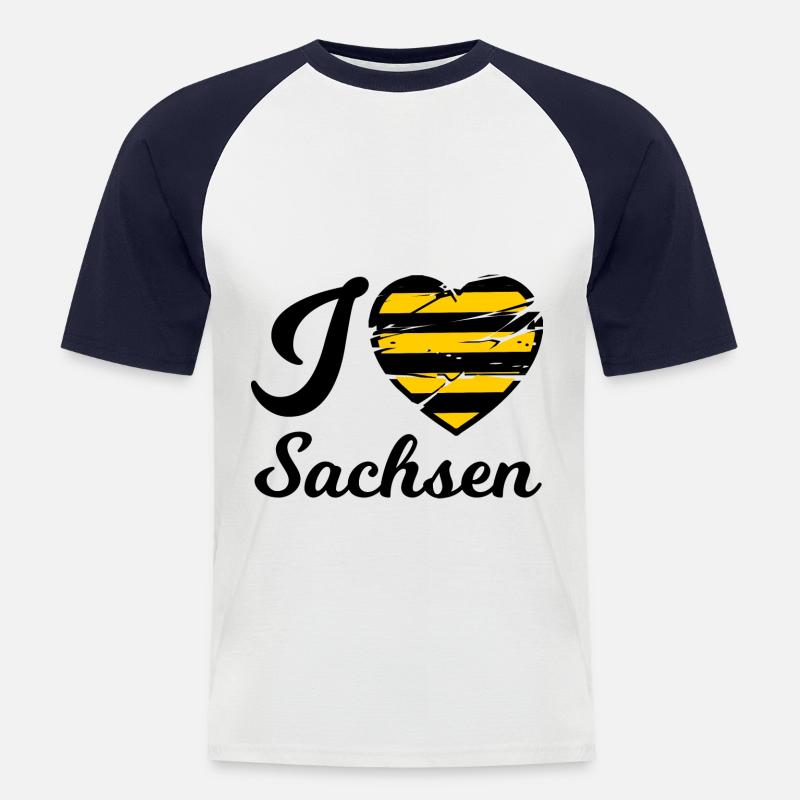 Ich liebe Sachsen - Männer Baseball-T-Shirt - Weiß/Navy