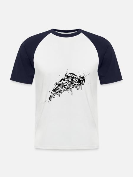 Pizza - T-shirt baseball manches courtes Homme - blanc/marine