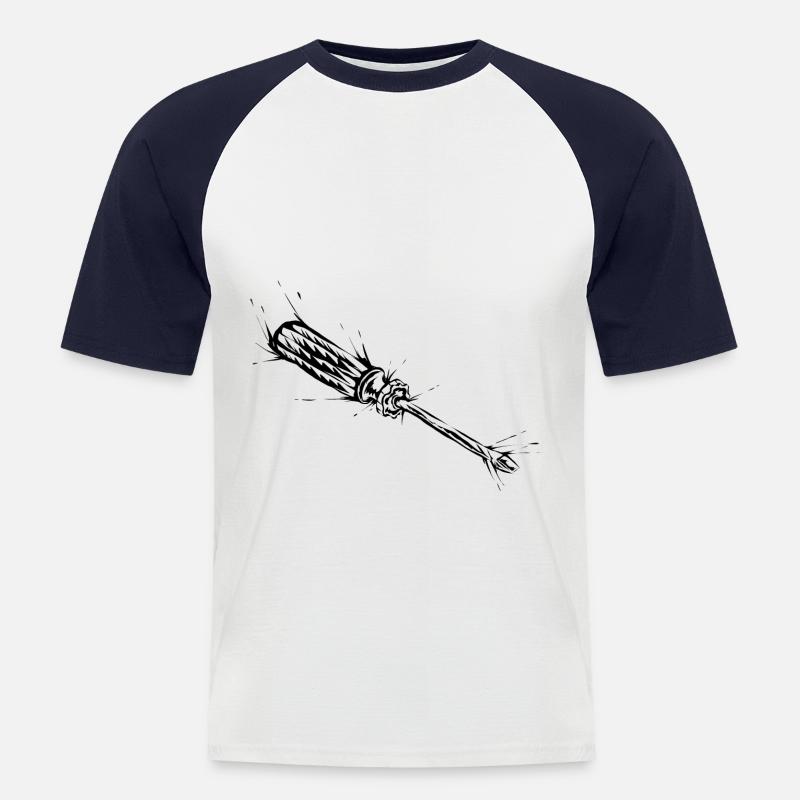 Handwerker Schraubenzieher - Männer Baseball-T-Shirt - Weiß/Navy