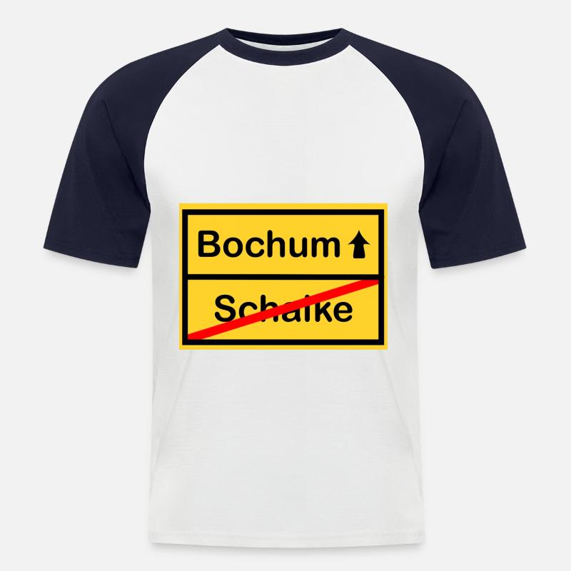 Bochum Schild - Männer Baseball-T-Shirt - Weiß/Navy
