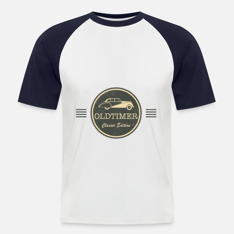 Oldtimer Auto - Männer Baseball-T-Shirt - Weiß/Navy