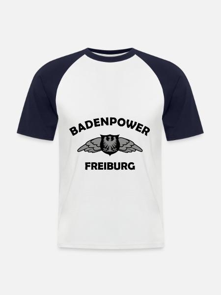 Badenpower Freiburg - Männer Baseball-T-Shirt - Weiß/Navy
