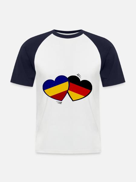 German Romanian love - Men's Baseball T-Shirt - white/navy
