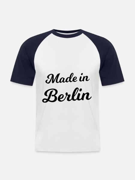 Made in Berlin - Männer Baseball-T-Shirt - Weiß/Navy