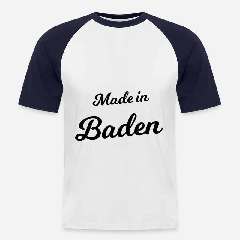 Made in Baden - Männer Baseball-T-Shirt - Weiß/Navy