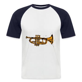 Trompette - T-shirt baseball manches courtes Homme - blanc/marine - Devant - Nik (191cm)