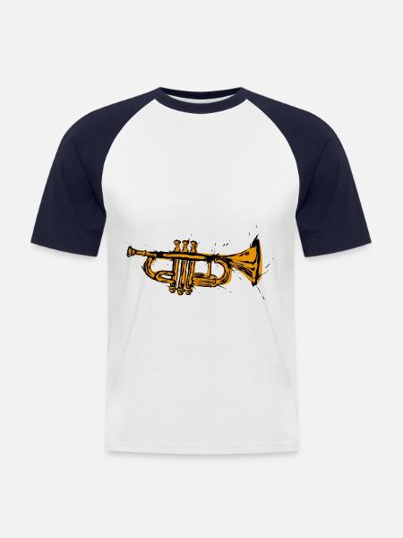 Trompete - Männer Baseball-T-Shirt - Weiß/Navy