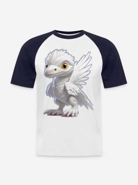 Petit Dragon - T-shirt baseball manches courtes Homme - blanc/marine
