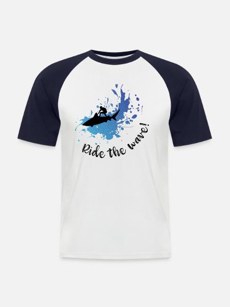 Ride the wave! - Men's Baseball T-Shirt - white/navy