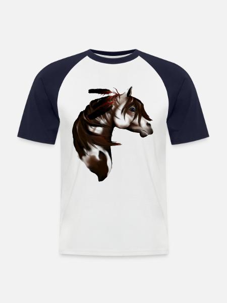 Feathered Paint Horse - Men's Baseball T-Shirt - white/navy