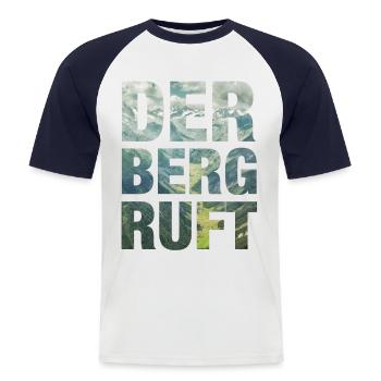 DER BERG RUFT - Männer Baseball-T-Shirt - Weiß/Navy - Vorne - Nik (191cm)