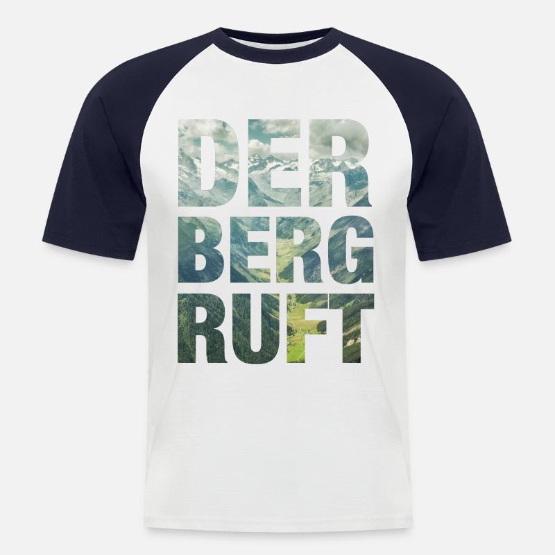 DER BERG RUFT - Männer Baseball-T-Shirt - Weiß/Navy