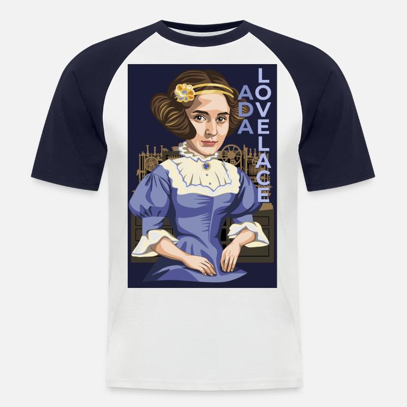 Ada Lovelace - Männer Baseball-T-Shirt - Weiß/Navy