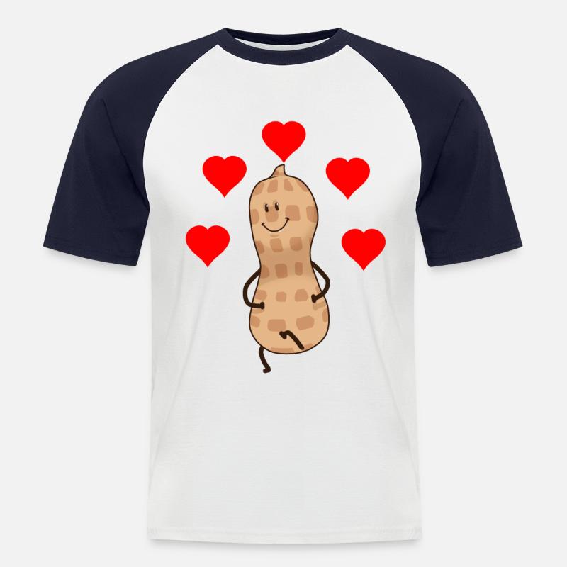 Herzlich Erdnuss Nuss Geschenkidee Valentin - Männer Baseball-T-Shirt - Weiß/Navy