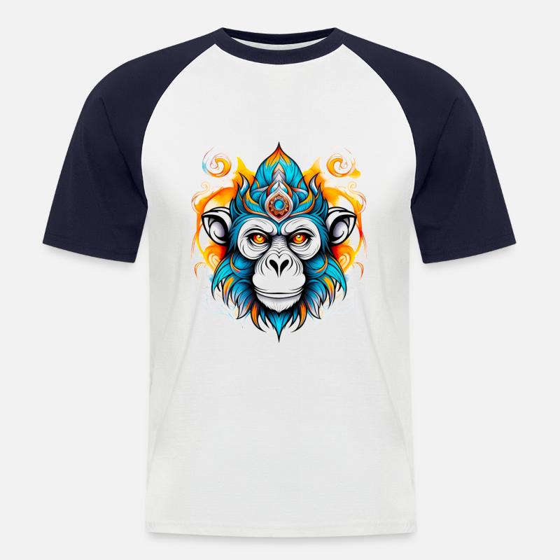Monkey Stencil - Men's Baseball T-Shirt - white/navy