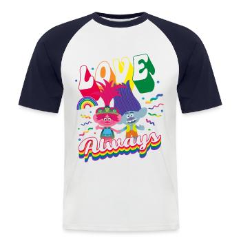 Trolls Love Always Regenbogen Farben - Männer Baseball-T-Shirt - Weiß/Navy - Vorne - Nik (191cm)