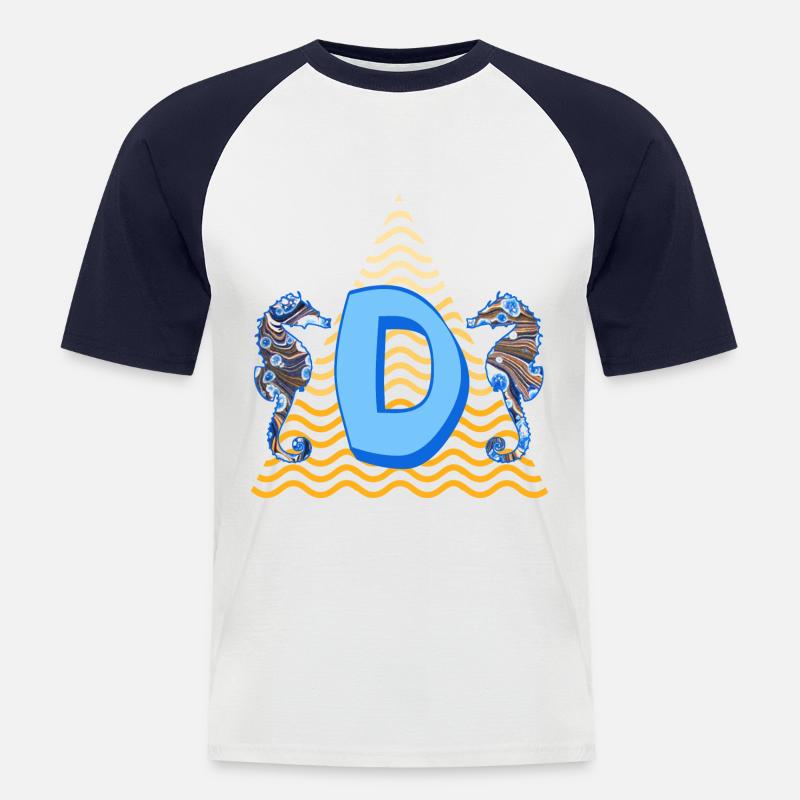 hippocampe e 262 d - T-shirt baseball manches courtes Homme - blanc/marine