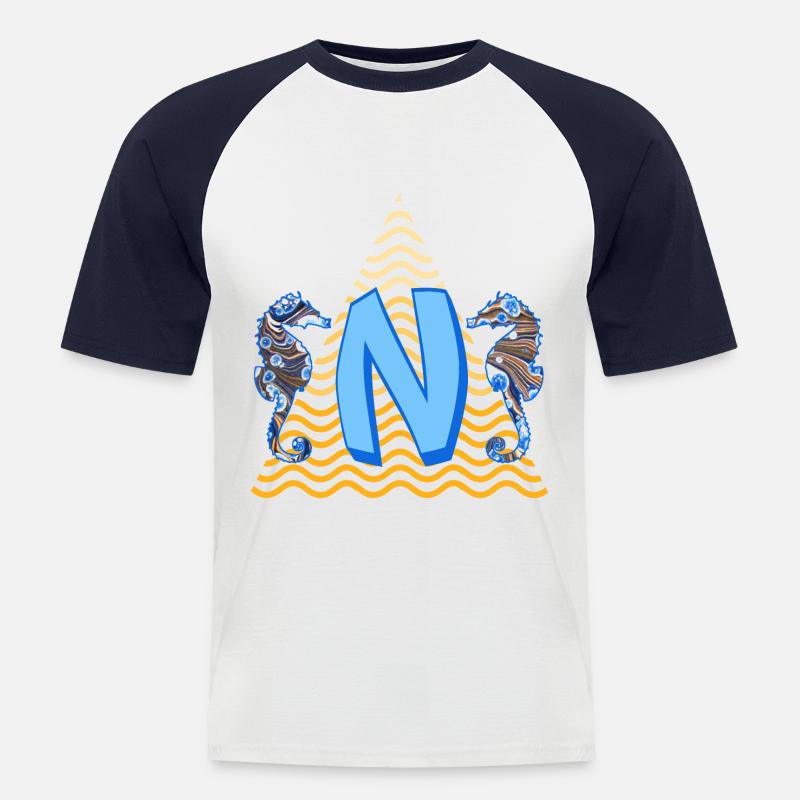 seepferdchen e 262 n - Männer Baseball-T-Shirt - Weiß/Navy