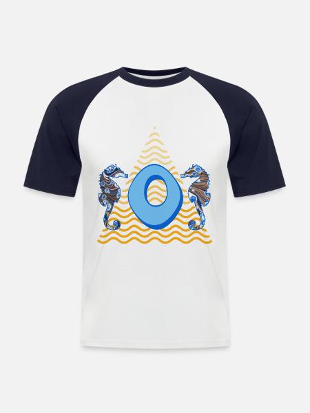 seepferdchen e 262 o - Männer Baseball-T-Shirt - Weiß/Navy