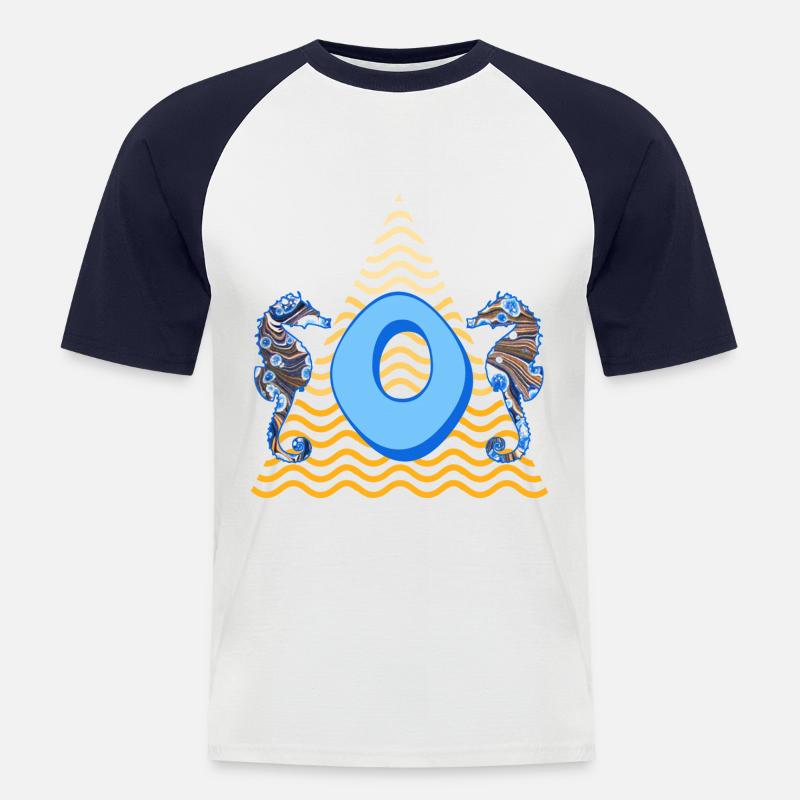 seepferdchen e 262 o - Männer Baseball-T-Shirt - Weiß/Navy