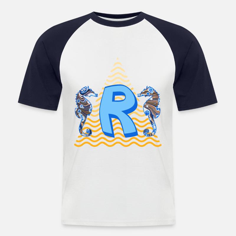 seepferdchen e 262 r - Männer Baseball-T-Shirt - Weiß/Navy
